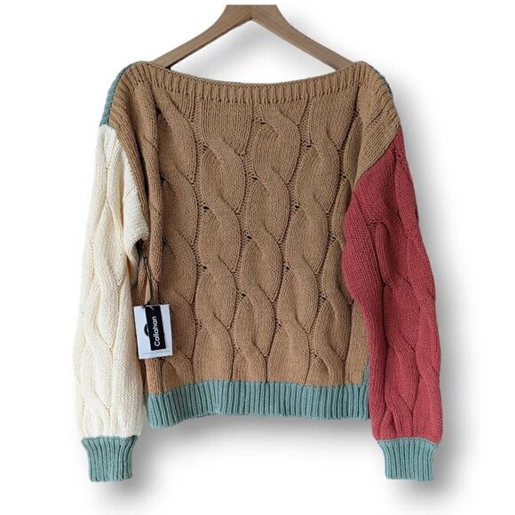 NWT Callahan Knitwear Colorblock Boatneck Knit Sweater Size Small - Picture 7 of 11